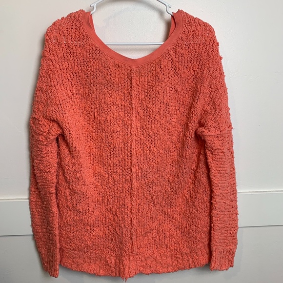 Free People Peach Songbird Pullover V-Neck Sweater - Picture 3 of 7